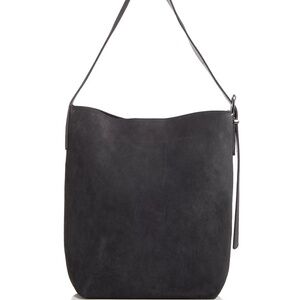 BNWT Madewell Grey Sleek Charcoal Suede Essential Bucket Tote Bag Purse coach!